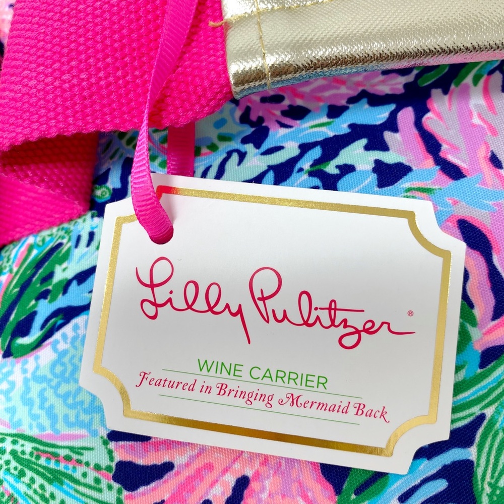Lilly Pulitzer Insulated Wine Cooler Carrier Navy Bringing Mermaid Back - Picture 5 of 6
